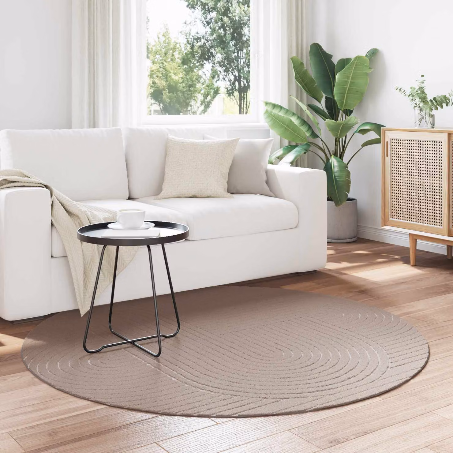 Tappeto rotondo vidaXL PALMERAS per interno ed esterno, beige, Ø 120 cm