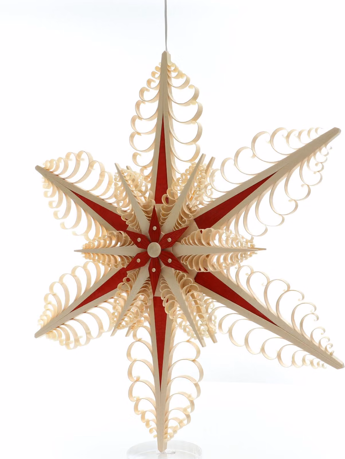 Decorazione natalizia per finestre: stella in legno con illuminazione, dimensioni 50x50x4 cm, NUOVA