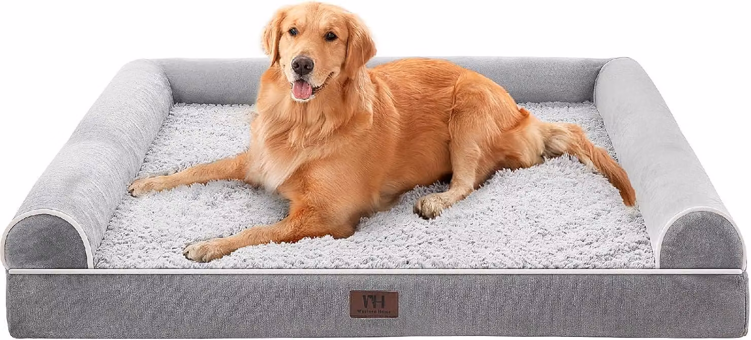 Cuccia ortopedica per cani – adatta a cani di taglia grande e media – grigia – a forma di U – con rivestimento impermeabile