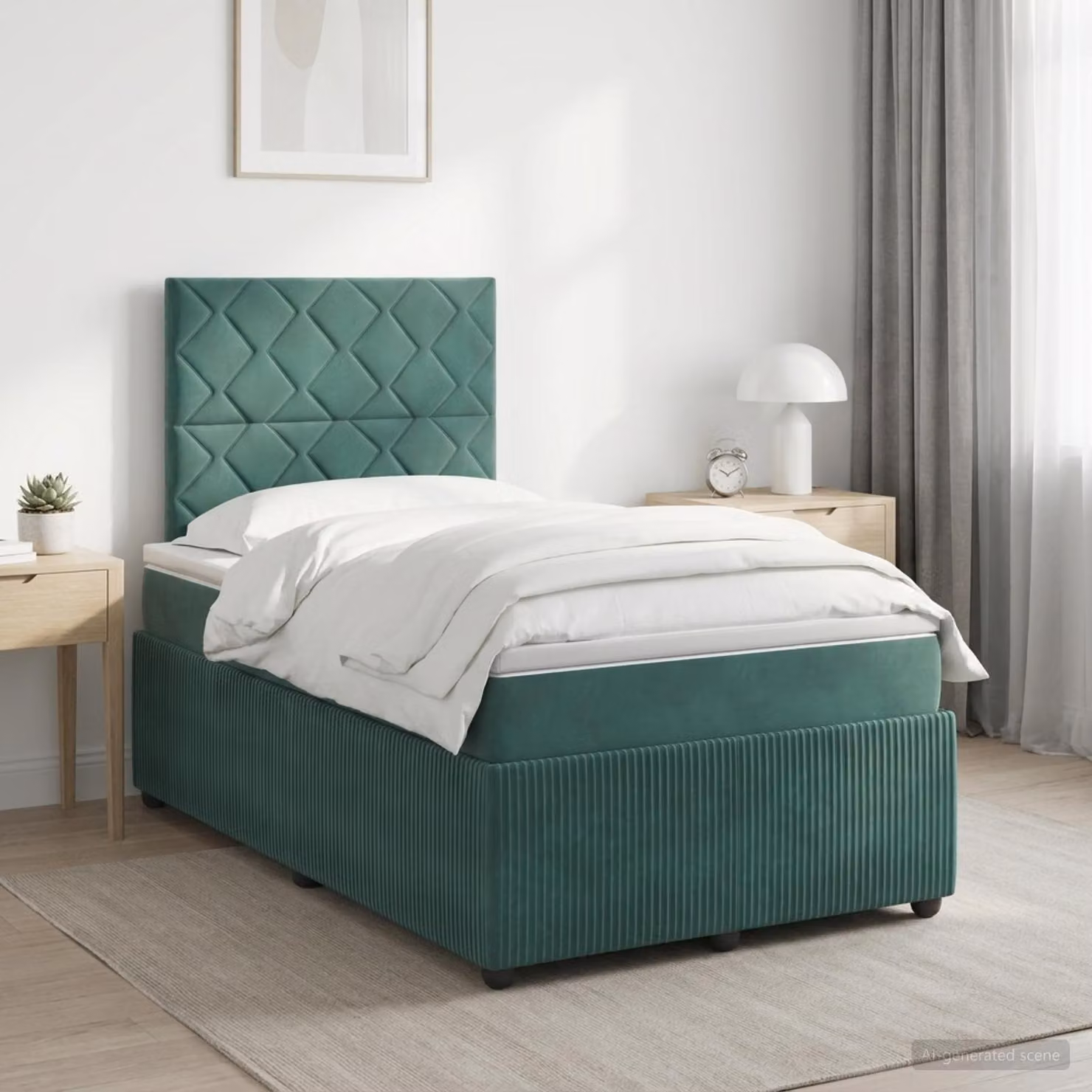 Letto box spring con materasso vidaXL in velluto verde, L 200 cm x L 120 cm