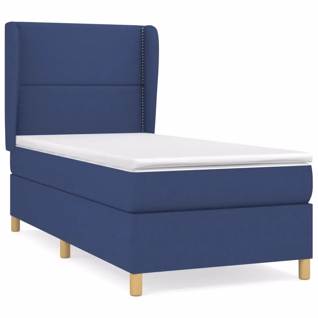 Letto con Giroletto a Molle e Materasso Ibrido vidaXL, Colore Blu e Bianco, L/P/H: 90 x 190 x 4 cm – 2