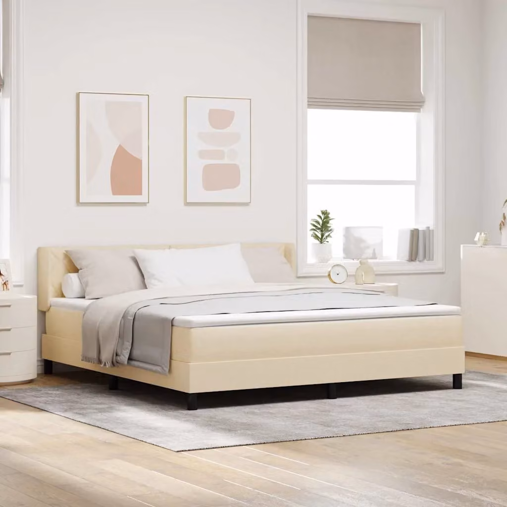 Letto a molle con testiera vidaXL in tessuto beige L: 180 cm, P: 200 cm, H: 203 cm