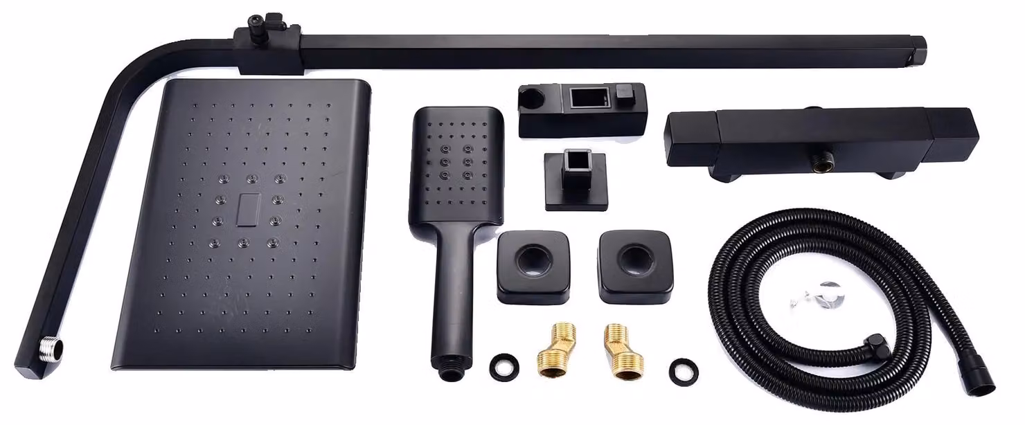 Set doccia, soffione a pioggia, funzione doccetta, colore nero