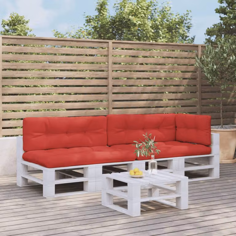 vidaXL Set di 5 Cuscini per Pallet Rossi in Poliestere Idrorepellenti e Resistenti ai Raggi UV L/P/H: 120 x 120 x 12 cm