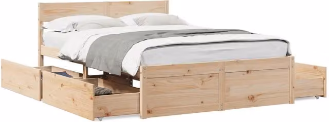 Letto matrimoniale | Letto per adulti | Letto senza Materasso 120x200 cm in Legno Massello di Pino