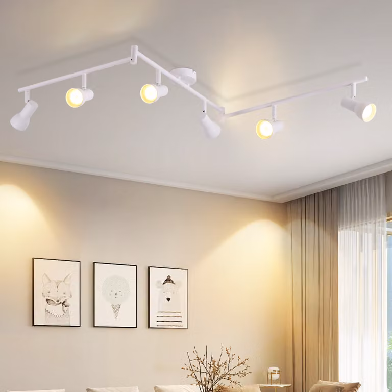 ZMH faretto da soffitto 6 fiamme lampada da soffitto soggiorno luce da soffitto design moderno bianco faretto da interno metallo GU10 spot da soffitto 350 ° girevole spot per camera da letto corridoio cucina (senza lampadine)