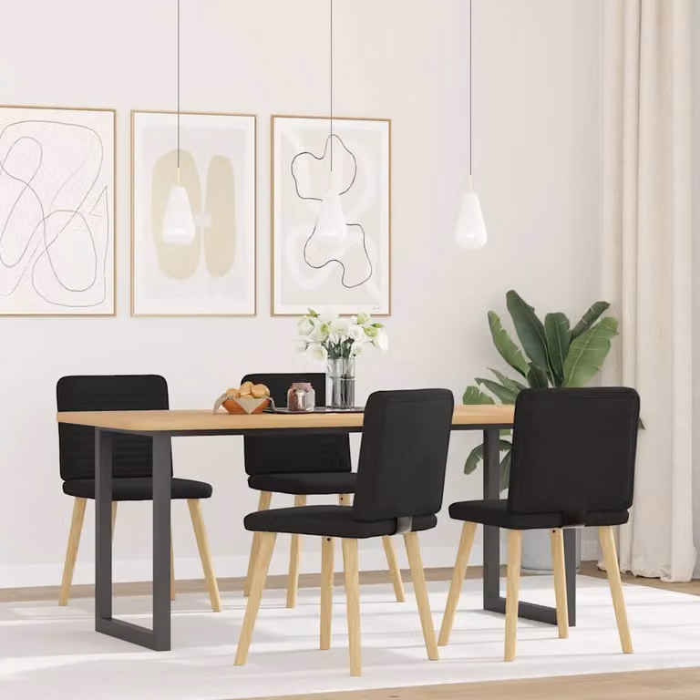 vidaXL Sedie da Pranzo 4 pz Nere in Tessuto