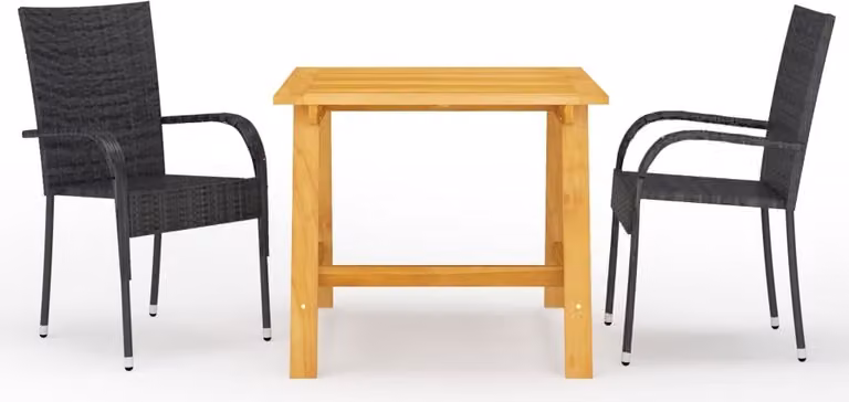 Maison Exclusive - Set da pranzo da giardino 3 pezzi nero