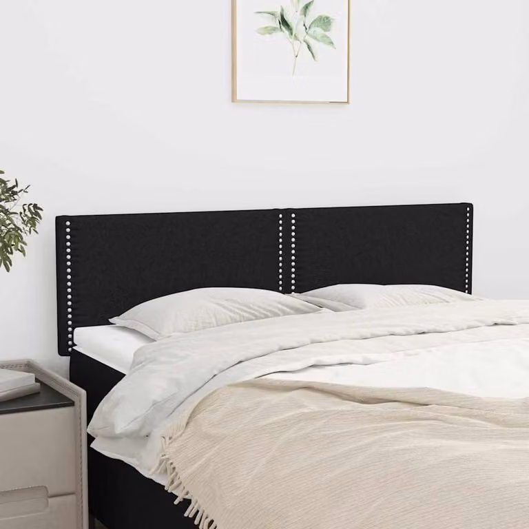 Testiera per letto vidaXL in tessuto nero con struttura in legno L: 144 cm, P: 5 cm, H: 78-88 cm