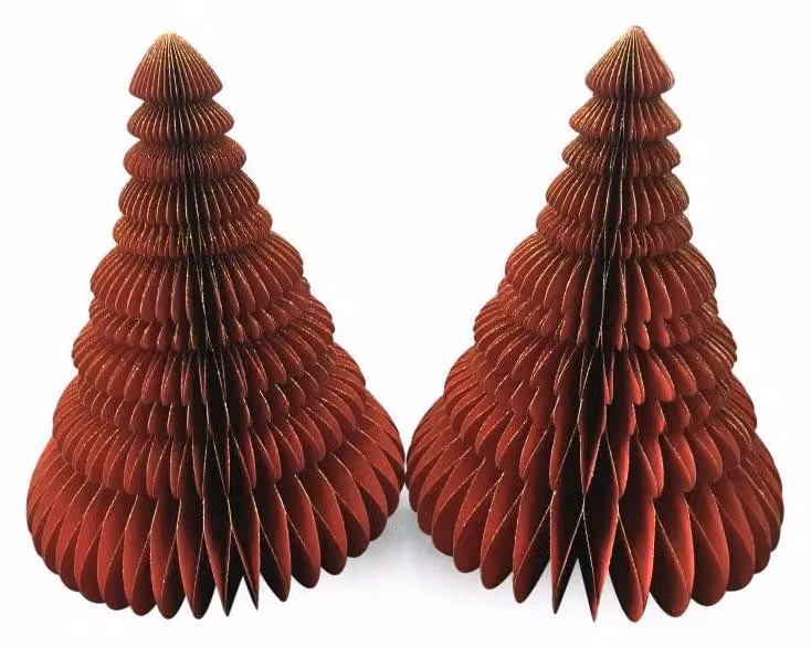 Albero di Natale in carta alveolare, colore rosso, dimensioni 30 cm. Prodotto con materiali naturali