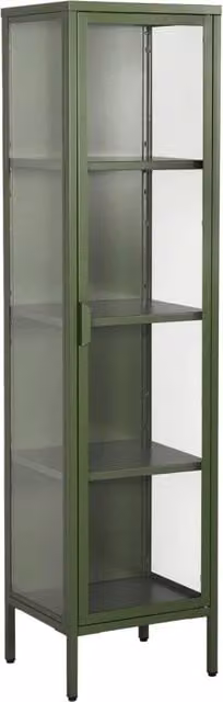 Vetrina in acciaio e vetro temperato con 1 anta, 160cm, verde