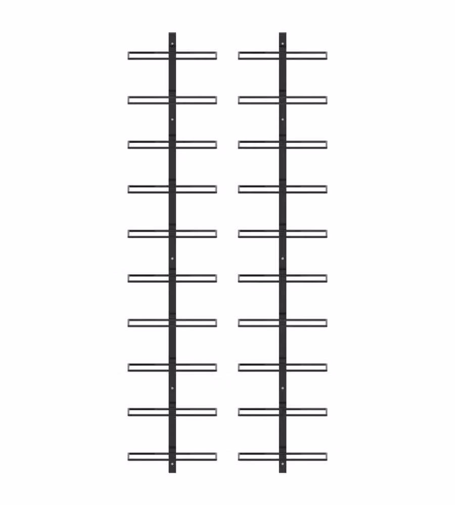 Set di 2 Portavini da Parete vidaXL in Metallo Nero Opaco per 20 Bottiglie – 2