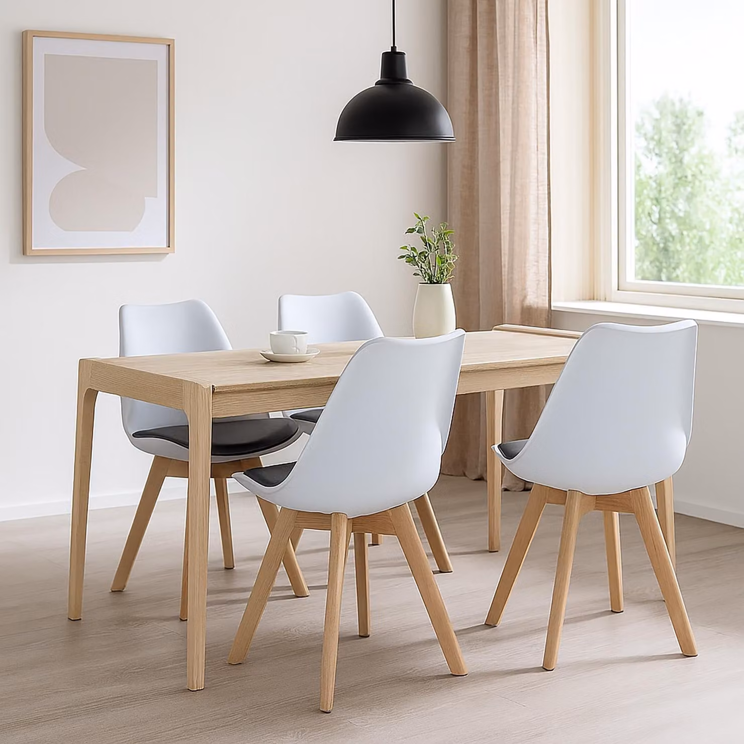 Set di 4 sedie da sala da pranzo in velluto Atlanta bianco/grigio chiaro