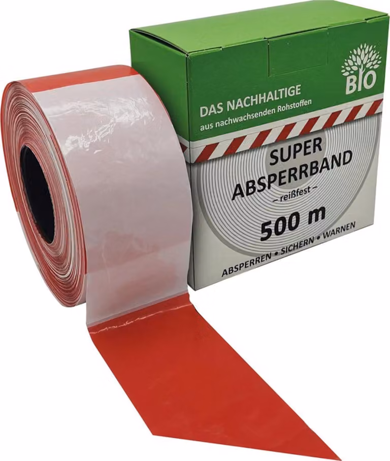 Nastro barriera 500 m in rotolo rosso/bianco bloccato Il prodotto sostenibile realizzato con materie prime rinnovabili