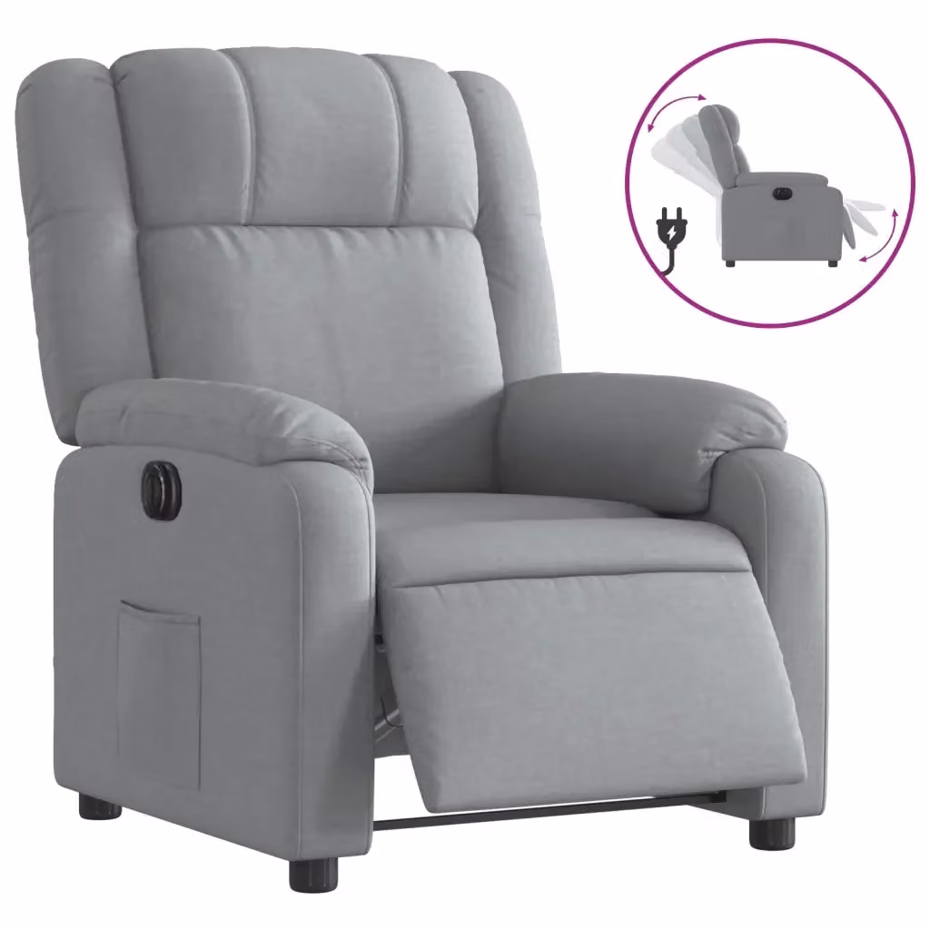 vidaXL Poltrona Elettrica Reclinabile in Tessuto Grigio Chiaro – 2