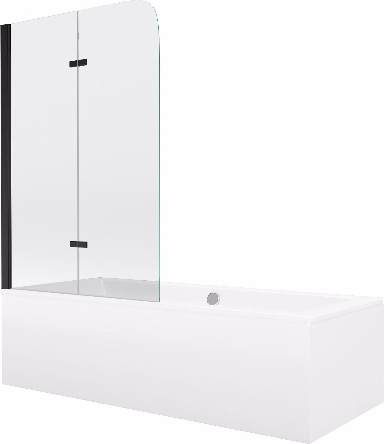Vasca da bagno CUBE 180x80cm con schermo 100cm Trasparente NERO