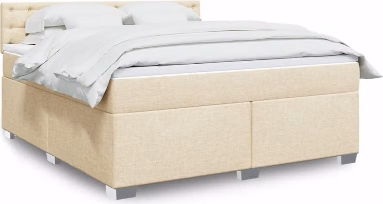 Maison Exclusive - Giroletto a Molle con Materasso Crema 180x200 cm in Tessuto