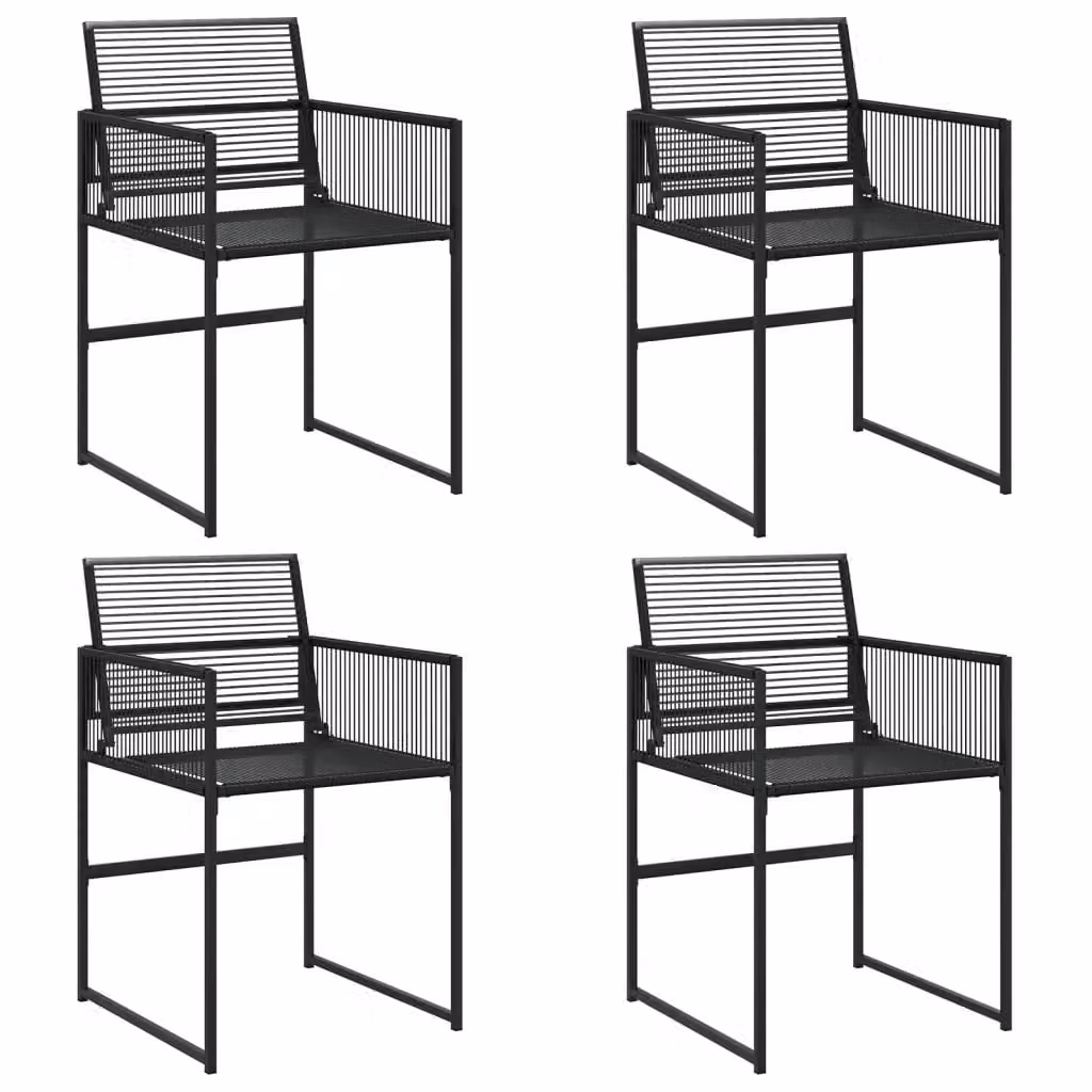 Set di 4 sedie da giardino vidaXL in polyrattan nero con braccioli e struttura in metallo resistente ai raggi UV