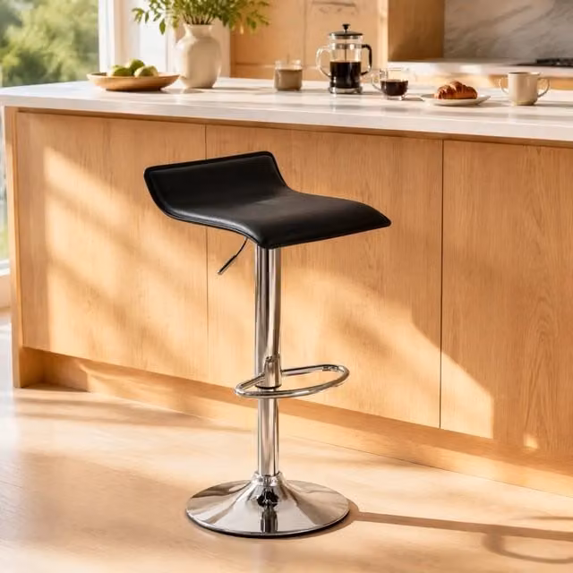 Sgabello da bar 38,5x39 cm nero – girevole, regolabile, con schienale