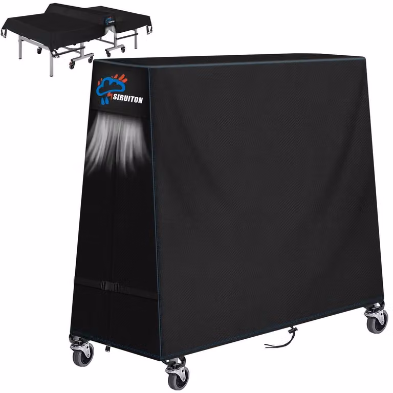 Copertura impermeabile per tavolo da ping pong, realizzata in poliestere 420D, traspirante, colore nero, dimensioni 173x77x158 cm