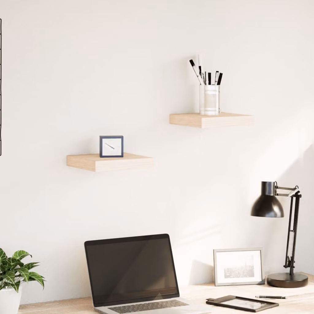 Set di 2 mensole pensili vidaXL in legno effetto rovere, colore beige, L 23 x P 23,5 x H 4 cm