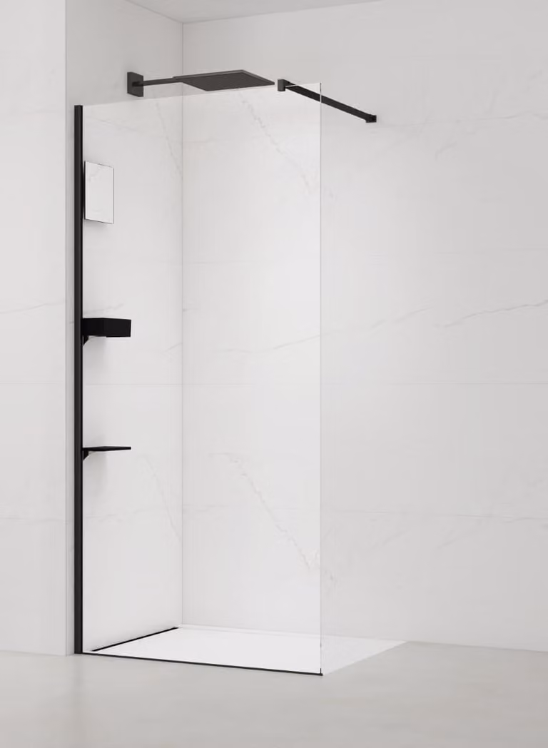 Cabina doccia SAT 100 cm con ripiano e specchio, nero
