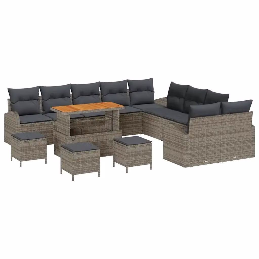 Set Divano da Giardino vidaXL a Forma a U Grigio con Cuscini e Tavolino da Caffè – 2