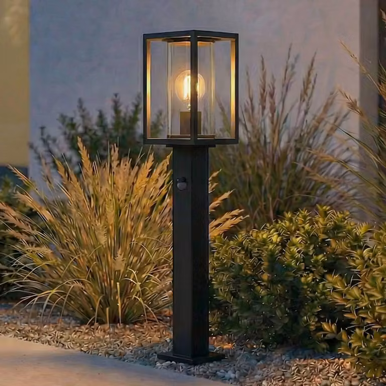 Lampione Lucande Ferda, 60 cm, sensore, antracite, IP44 Ferda, Nero, Alluminio, Moderno