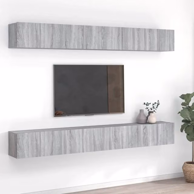 Mobili Porta TV 8pz Grigio Sonoma 60x30x30 cm Legno Multistrato 3120309