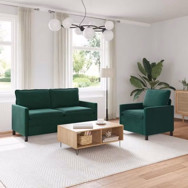 Set di divani 2 pz Verde Scuro Velluto 3417069