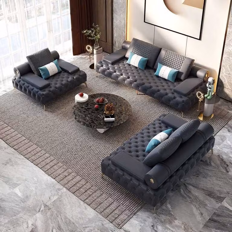 Wohnzimmer Set 3tlg Schwarz Wohnzimmer Sofagarnitur 3 + 2+ 1 Sitzer Holz