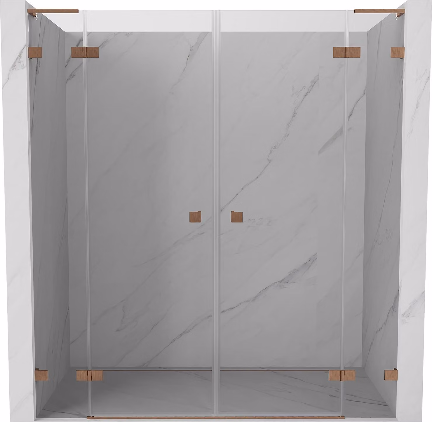 Mexen Lunar L Duo porte doccia battenti 170 cm, trasparente, rame spazzolato - 834DL-170-000-65-00