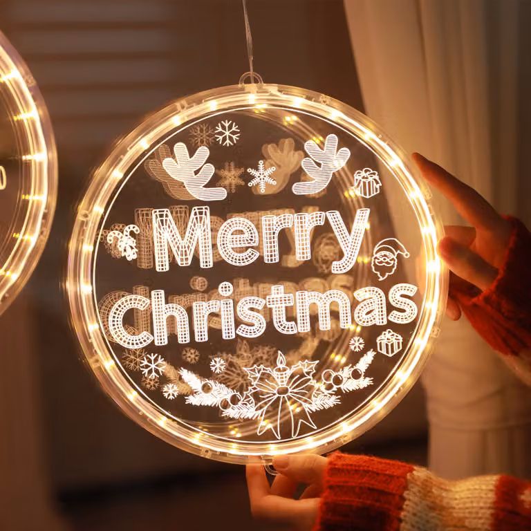 Decorazione di Natale Luci di Natale Luci di Natale della finestra Batteria Luce di Natale Finestra Indoor Hanging Led Merry Christmas Decoration, 16cm