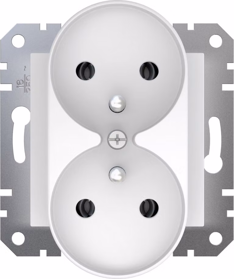 Presa doppia 2x2P + E bianco Asfora Schneider EPH9810221