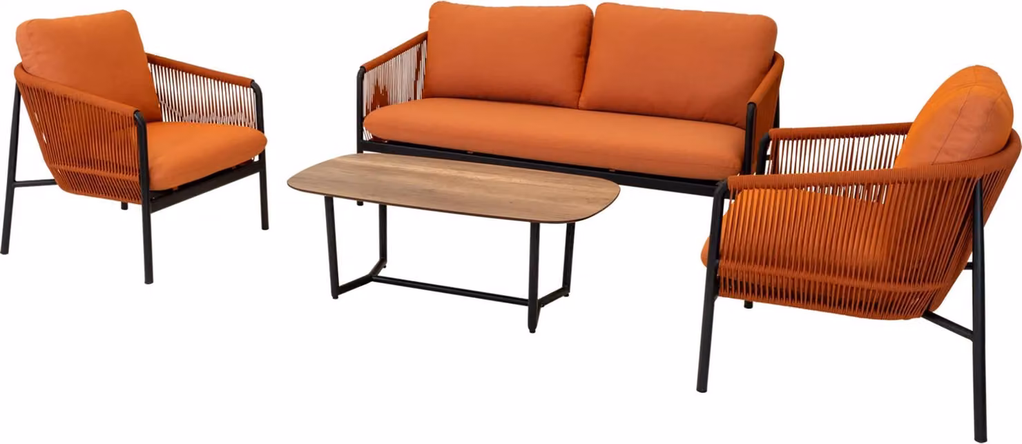 Set da salotto - Terra - Alluminio - Corda arancione - 3 pezzi