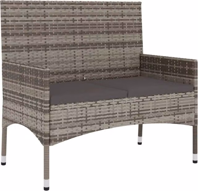 Panchina da giardino Outsunny a 2 posti in polyrattan grigio scuro con cuscini, L: 90 cm, P: 51 cm, H: 85 cm