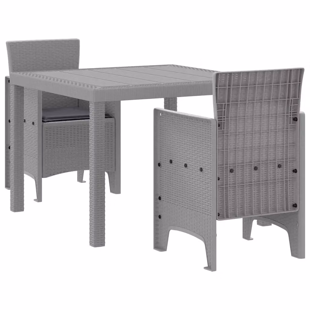 Set da pranzo per giardino e terrazzo vidaXL in rattan grigio con design minimalista – 2