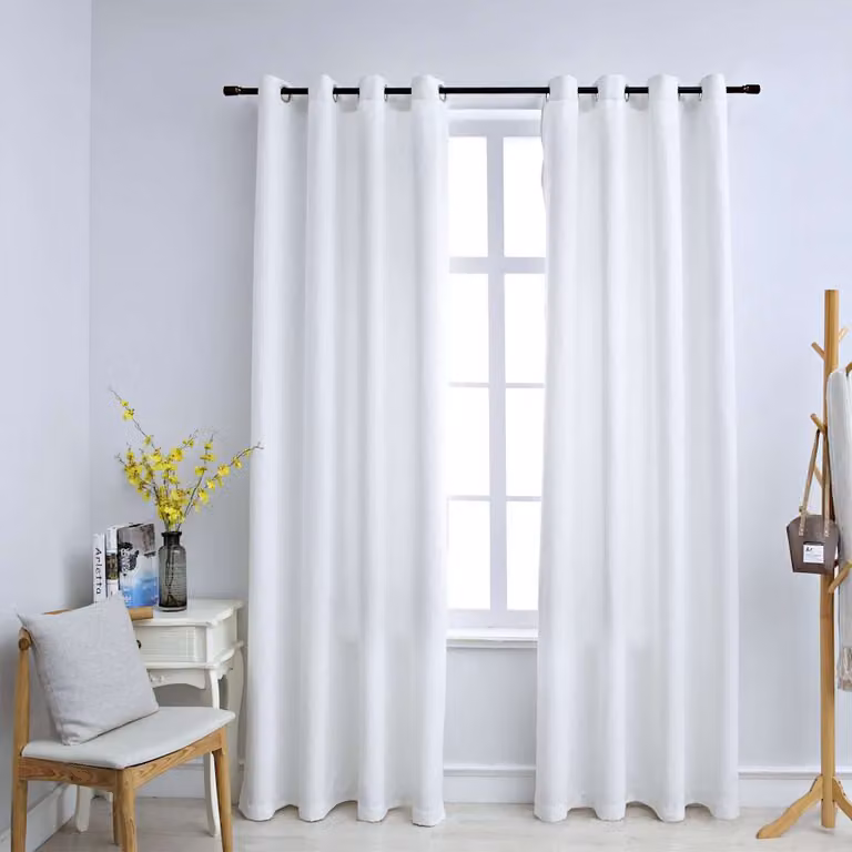 Set di 2 tende oscuranti vidaXL con anelli in metallo, colore beige, L 140 cm x H 225 cm