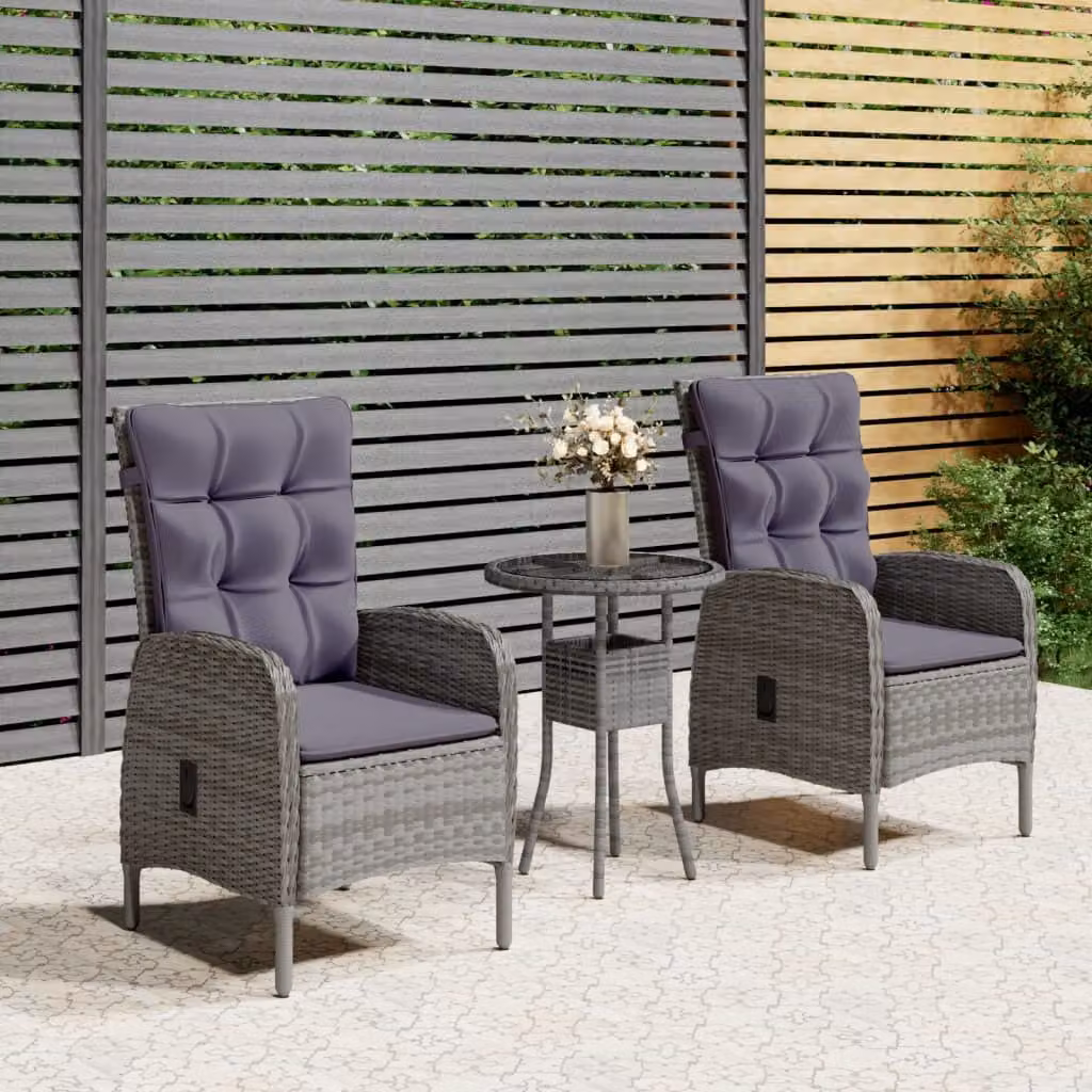 Maison Exclusive - Set da giardino da 3 pezzi in polyrattan grigio