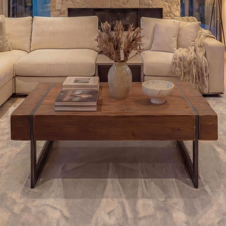 Tavolino HWC-A15a, tavolo da salotto, legno di abete massiccio rustico 40x120x60cm ~ marrone