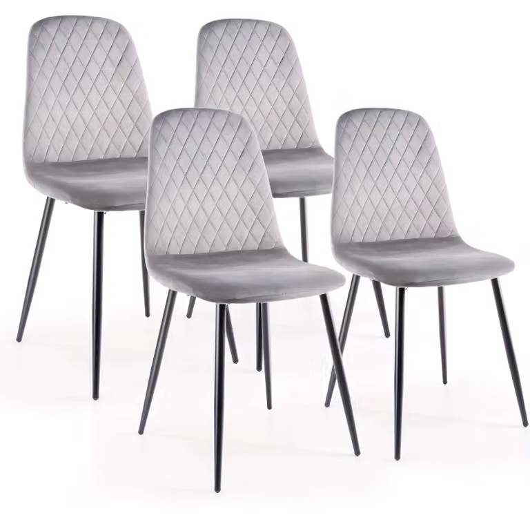 Sedia da pranzo - Sedia per la cucina - Sedia a conchiglia - Sedia - Sedia da sala da pranzo - Set da 4 - Rivestimento grigio