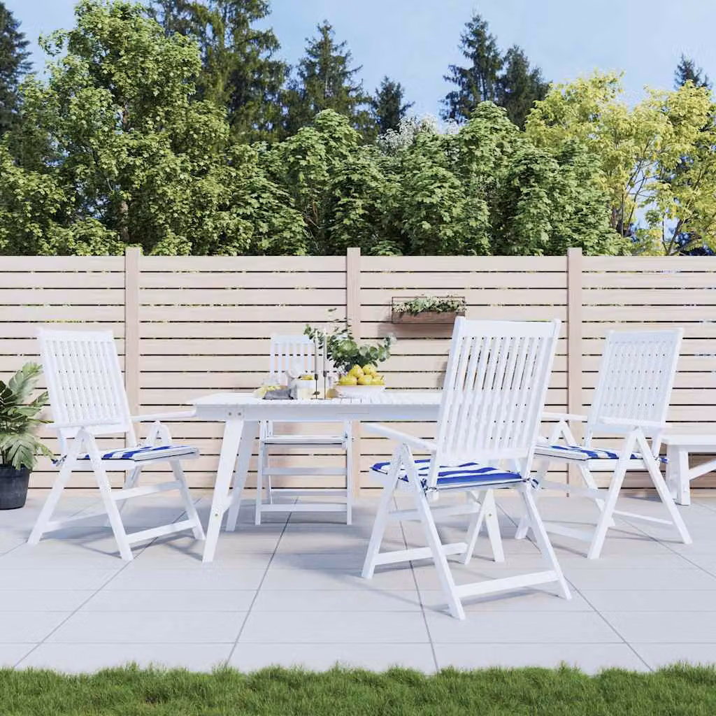 Set di 2 cuscini per sedia vidaXL a strisce bianche e blu, modello quadrato in tessuto traspirante e idrorepellente, L/P/H: 50 x 50 x 3 cm