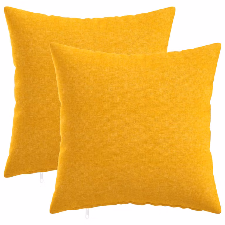 Set di 2 cuscini quadrati vidaXL HEERLEN in tessuto giallo, lavabili e con rivestimento rimovibile, 50 x 50 cm