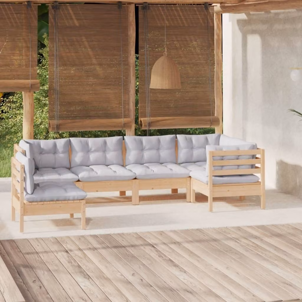Maison Exclusive - Set Divani da Giardino 6 pz con Cuscini Grigi Massello di Pino