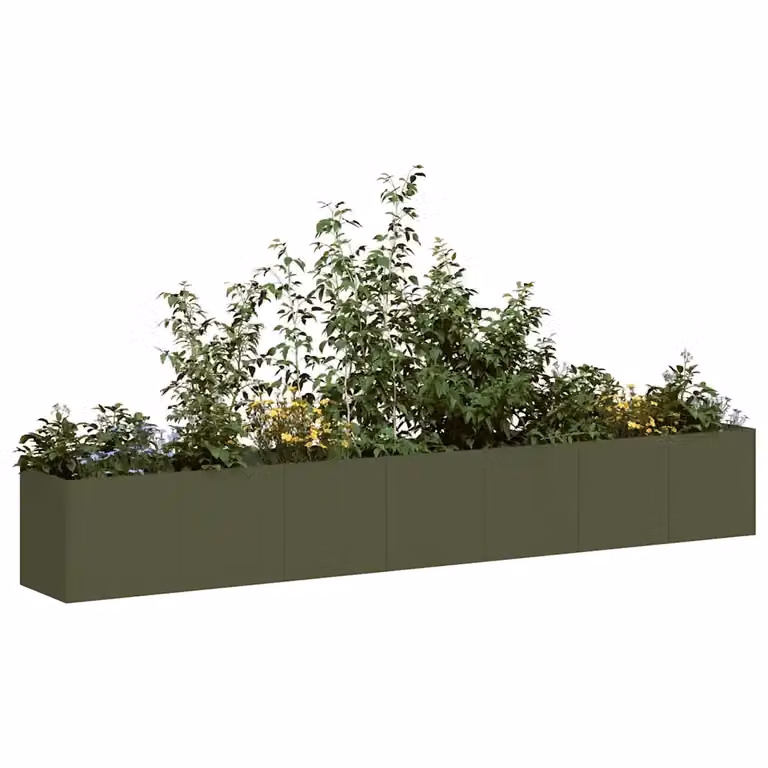 Fioriera vidaXL in acciaio verde, L: 280 cm, P: 40 cm, H: 40 cm