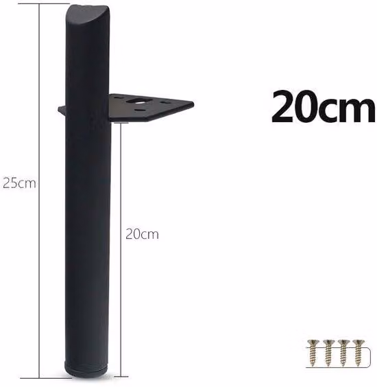 Supporto per tavolino da salotto, nero, 20 cm, in legno