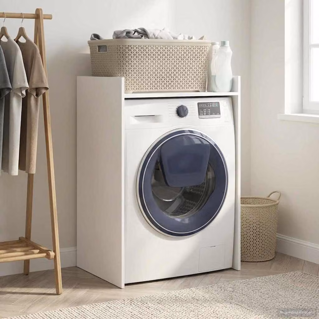 vidaXL Mobiletto per lavatrice moderno in MDF Bianco L: 67,5 cm, P: 48 cm, H: 97 cm