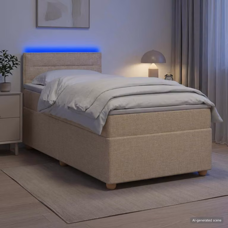 Maison Exclusive - Letto boxspring con materasso e testiera Crema 90 x 200 cm Tessuto