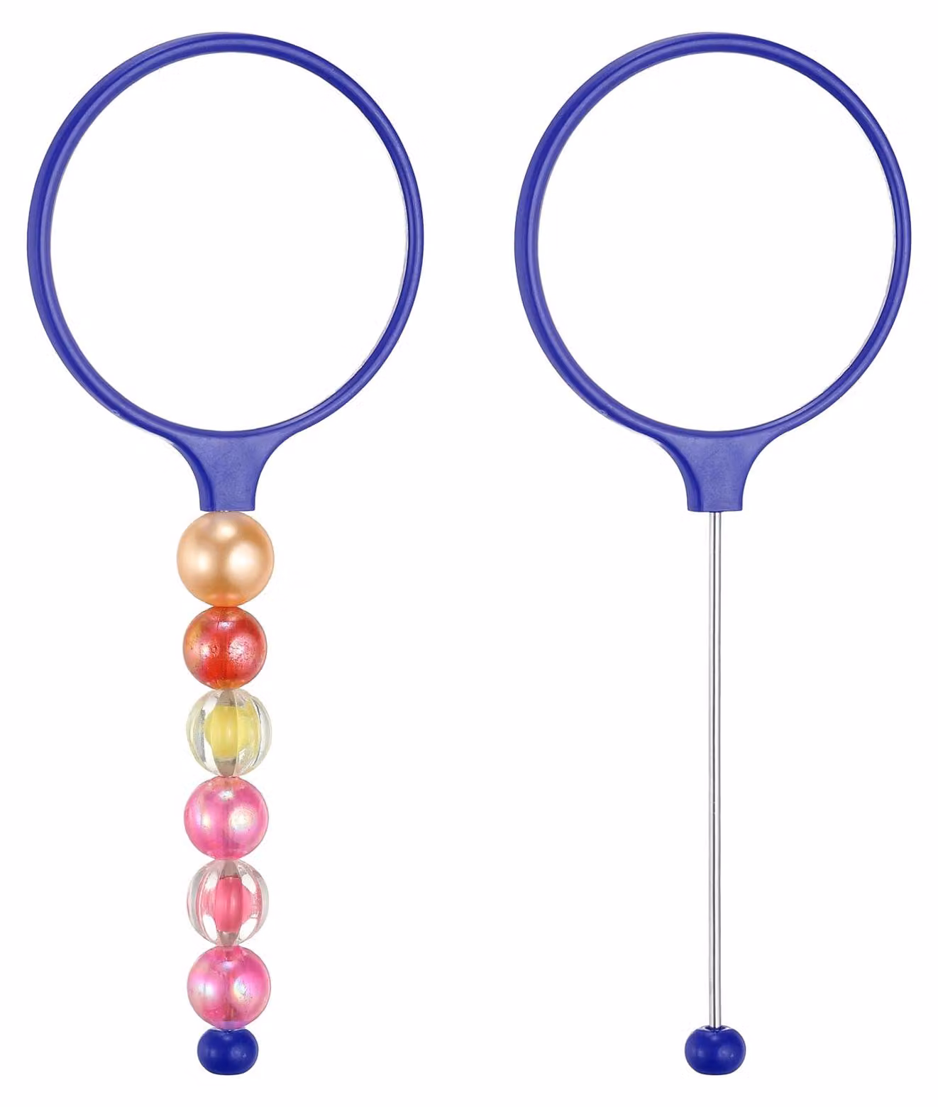 2 specchi decorativi fai-da-te con perline, diametro 14,6 cm, colore blu scuro, forma rotonda