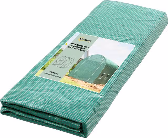 Outsunny Telo per Serra in PE Verde con 6 Finestre e Porta Avvolgibile, L: 300 cm, P: 200 cm, H: 200 cm – 1
